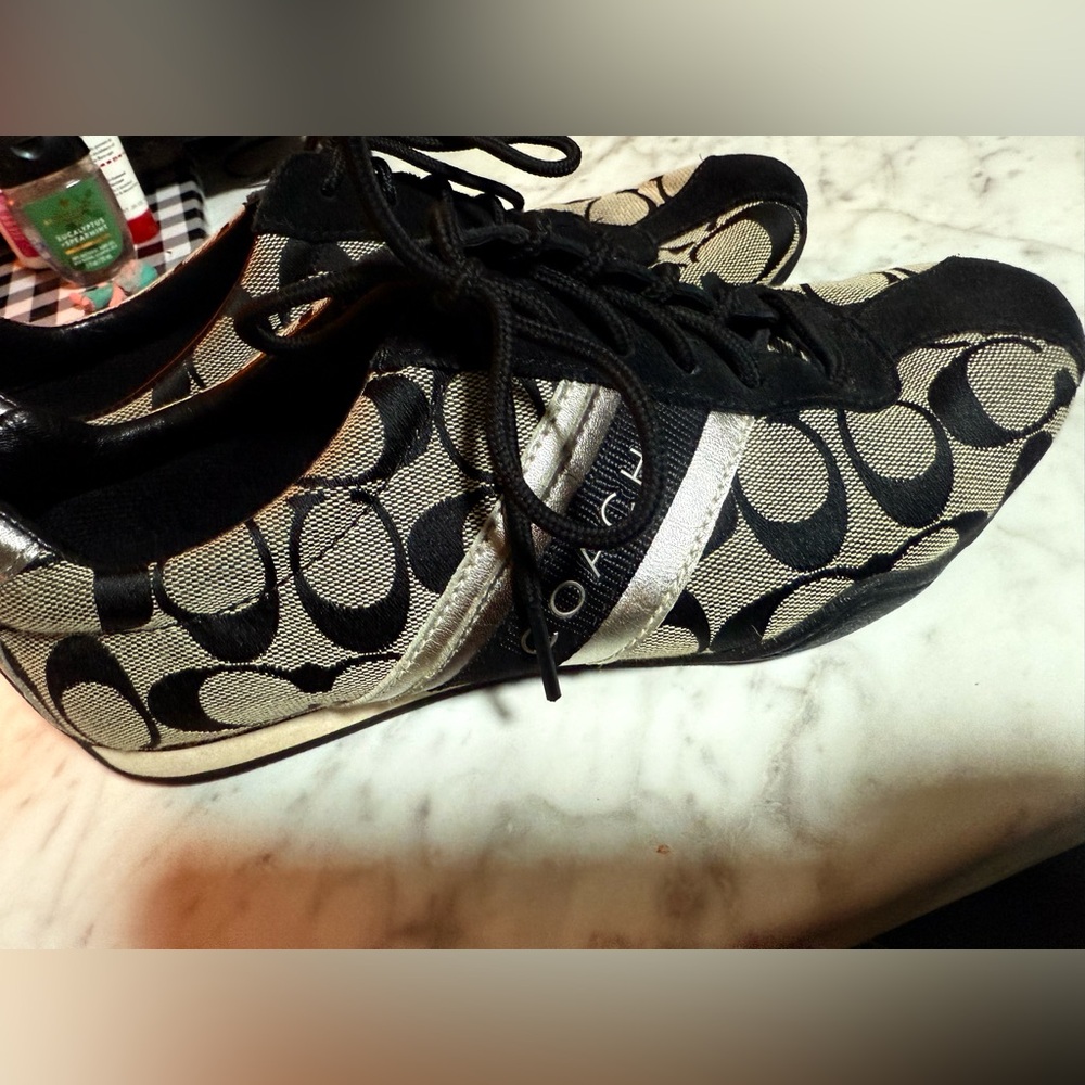 Coach Black and Cream Patterned Sneakers